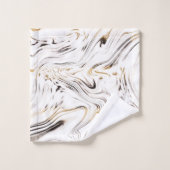 Flüssiger Gold Silver Black Marble #1 Badhandtuch Set (Waschlappen)