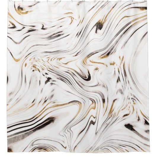 Flüssiger Gold Silver Black Marble #1 Duschvorhang (Vorderseite)