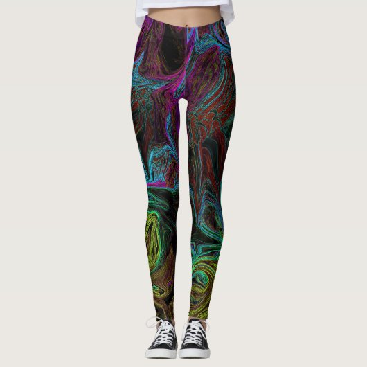 Flüssiger Graffiti-Glühen Leggings (Vorderseite)