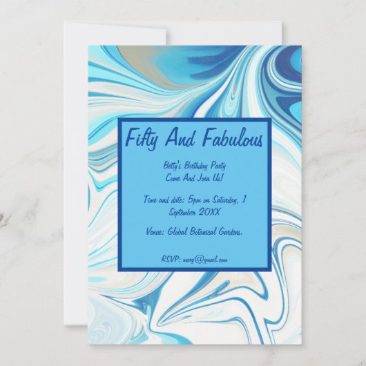 Flüssiger Marmor, 50 Jahre alt und herrlich zum Ge Einladung (Vorderseite)