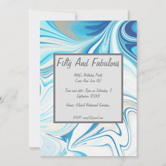 Flüssiger Marmor, 50 Jahre alt und herrlich zum Ge Einladung (Vorderseite)