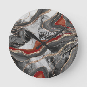 Flüssiger Marmor Agate Glitzer Glam #13 Imitats Gl Runde Wanduhr