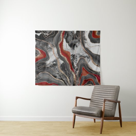 Flüssiger Marmor Agate Glitzer Glam #13 Imitats Gl Wandteppich (Beispiel (Horizontal))