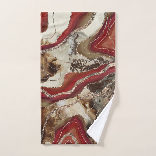 Flüssiger Marmor Agate Glitzer Glam #2 Badhandtuch Set (Handtuch)