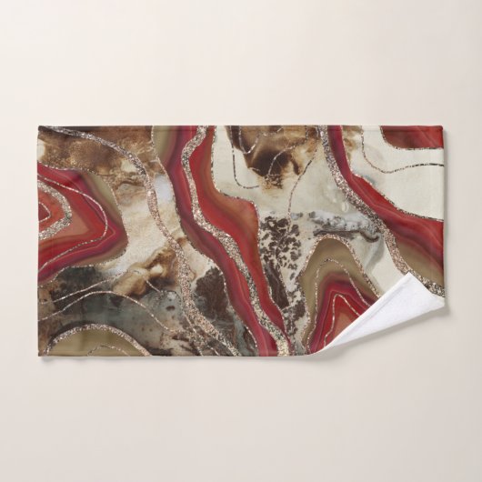 Flüssiger Marmor Agate Glitzer Glam #2 Badhandtuch Set (Handtuch)