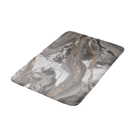 Flüssiger Marmor Agate Glitzer Glam #4 (Imitats Gl Badematte (Schrägansicht)