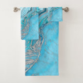 Flüssiger Marmor - Blaues Quarz und Edelsteine Badhandtuch Set (Insitu)