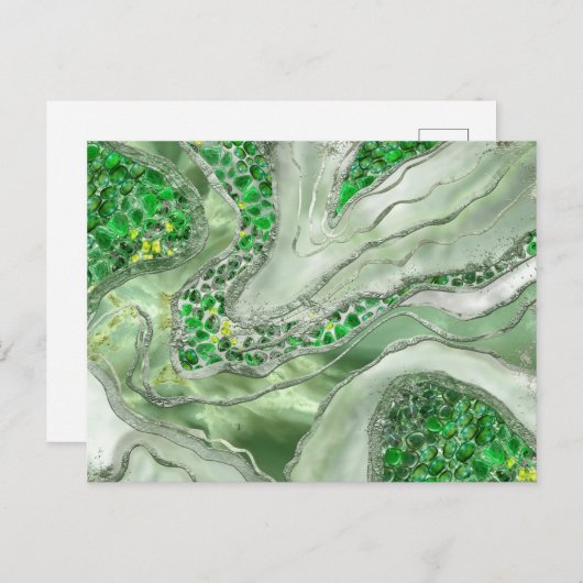 Flüssiger Marmor - Edelsteine-Jade Postkarte (Vorne/Hinten)