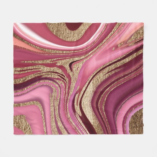 Flüssiger Marmor: Goldrot Abstrakt. Fleecedecke (Vorderseite (Horizontal))