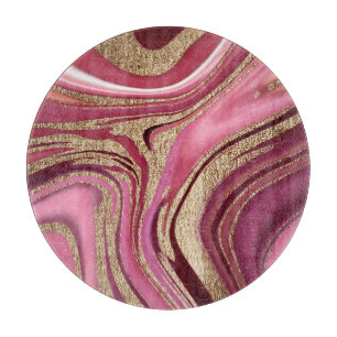 Flüssiger Marmor: Goldrot Abstrakt. Schneidebrett