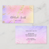 flüssiger Marmor lila rosa gelb Visitenkarte (Vorne/Hinten)