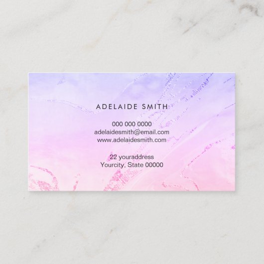 flüssiger Marmor lila rosa gelb Visitenkarte (Rückseite)