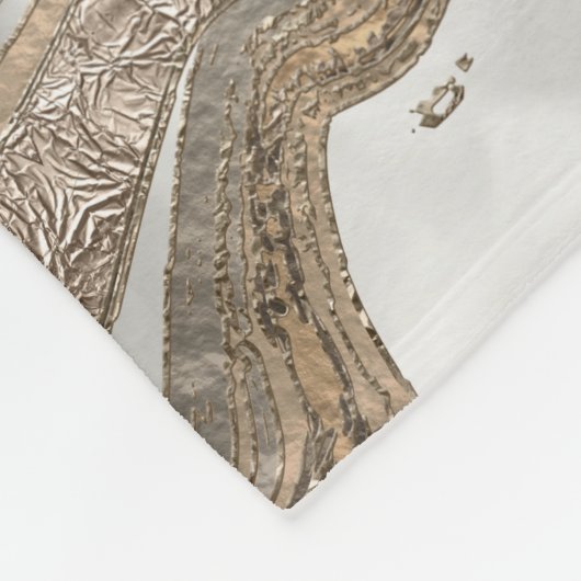 Flüssiger Marmor - Perle und Gold Fleecedecke (Ecke)