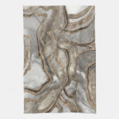 Flüssiger Marmor - Perle und Gold Geschirrtuch (Vertikal)