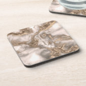 Flüssiger Marmor - Perle und Gold Getränkeuntersetzer (Linke Seite)