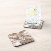 Flüssiger Marmor - Perle und Gold Getränkeuntersetzer (Rechte Seite)