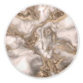 Flüssiger Marmor - Perle und Gold Keramikknauf (Vorderseite)