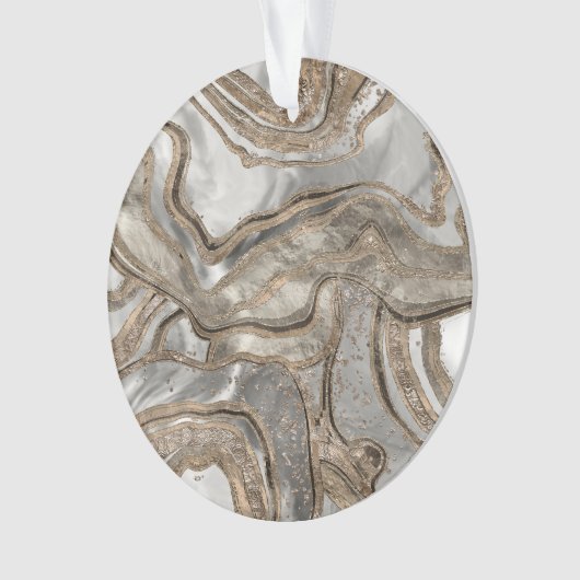 Flüssiger Marmor - Perle und Gold Ornament (Vorderseite)