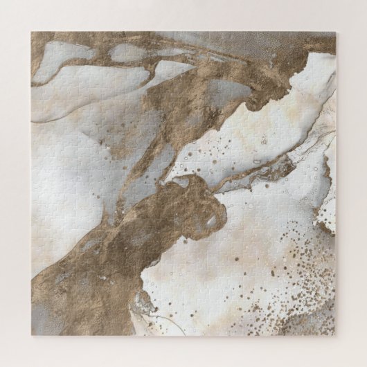 Flüssiger Marmor - Perle und Gold Puzzle (Horizontal)