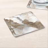 Flüssiger Marmor - Perle und Gold Rechteckiger Pappuntersetzer (angewinkelt)