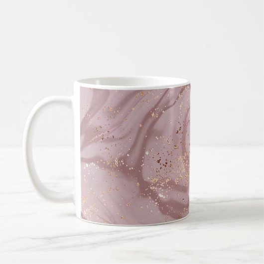Flüssiger Marmor: Rose Gold Artistry. Kaffeetasse (Links)