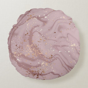 Flüssiger Marmor: Rose Gold Artistry. Rundes Kissen