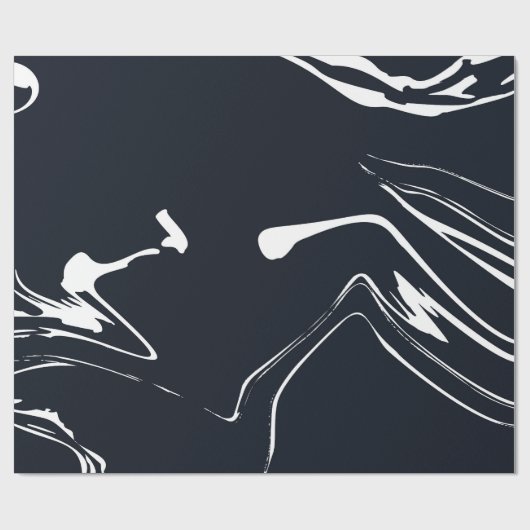 Flüssiger Marmor Textur Schwarz-Weiß-Papier Umhüll Geschenkpapier (Flach)