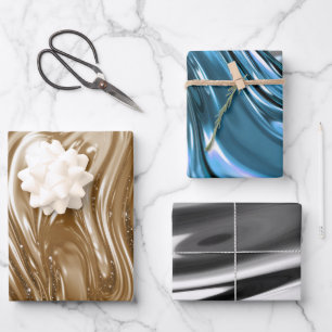 Flüssiger Metallischer Sparkle Geschenkpapier Set