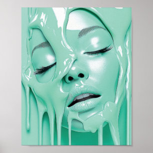 Flüssiger Minztraum Mädchen Abstrakte Kunst Poster