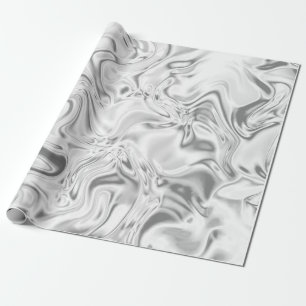 Flüssiger Silber-Satin-Marmoreffekt Metallischer  Geschenkpapier