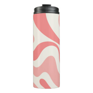 Flüssiger Swirl, Abstrakt in weichrosa Thermosbecher