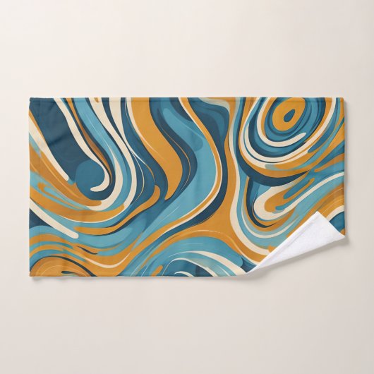 Flüssiger Swirl Ochre Blue Trippy Muster Badhandtuch Set (Handtuch)