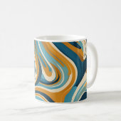 Flüssiger Swirl Ochre Blue Trippy Muster Kaffeetasse (VorderseiteRechts)