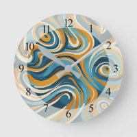 Flüssiger Swirl Ochre Blue Trippy Muster