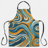 Flüssiger Swirl Ochre Blue Trippy Muster Schürze (Vorderseite)