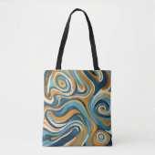 Flüssiger Swirl Ochre Blue Trippy Muster Tasche (Vorderseite)