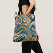 Flüssiger Swirl Ochre Blue Trippy Muster Tasche (Von Nahem)