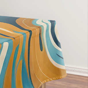 Flüssiger Swirl Ochre Blue Trippy Muster Tischdecke
