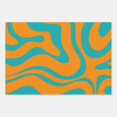 Flüssiger Swirl Retro Abstraktes Muster Aquamarin Geschenkpapier Set (Vorderseite 2)