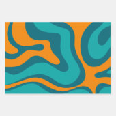 Flüssiger Swirl Retro Abstraktes Muster Aquamarin Geschenkpapier Set (Vorderseite)