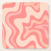 Flüssiger Swirl Retro Abstraktes Muster Rosa Rosa Rechteckiger Pappuntersetzer (Vorderseite)