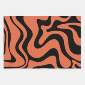 Flüssiger Swirl Retro Abstraktes Muster Schwarz Or Geschenkpapier Set (Vorderseite 2)