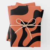 Flüssiger Swirl Retro Abstraktes Muster Schwarz Or Geschenkpapier Set (Beispiel)