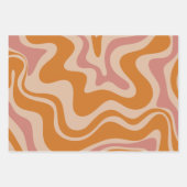 Flüssiger Swirl Retro Vibe Orange und Dusky Pink Geschenkpapier Set (Vorderseite 2)
