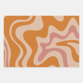 Flüssiger Swirl Retro Vibe Orange und Dusky Pink Geschenkpapier Set (Vorderseite)