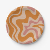 Flüssiger Swirl Retro Vibe Orange und Dusky Pink Pappteller (Vorderseite)