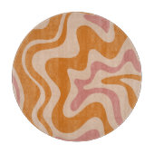 Flüssiger Swirl Retro Vibe Orange und Dusky Pink Schneidebrett (Vorderseite)