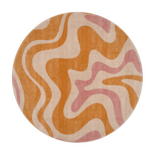 Flüssiger Wirbel Retro-Vibe Orange und Staubrosa Schneidebrett