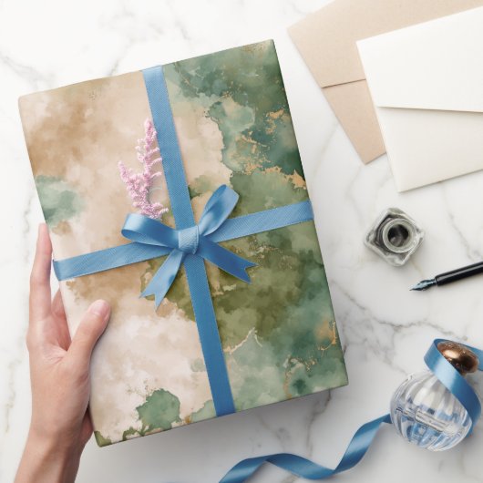 Flüssiges Aquarell Grüner Wald Abstraktes Muster Geschenkpapier (Schenken)