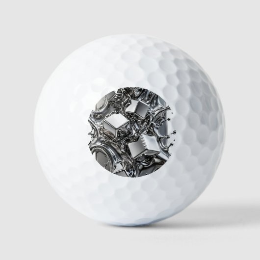 Flüssiges Chrom - Spiegel Silber Metall Golfball (Vorderseite)